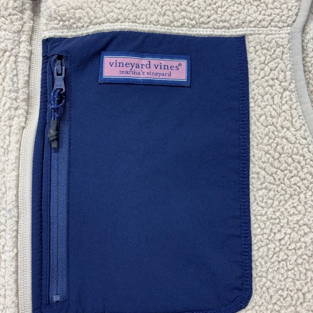 Vineyard Vines Sherpa Stillwater Vest Fleece Mens Medium Full-Zip Camel Gorpcore
